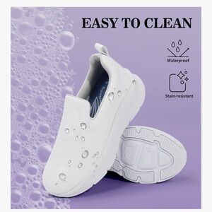 Hawkwell Women's Easy-Clean White Slip-On Sneakers